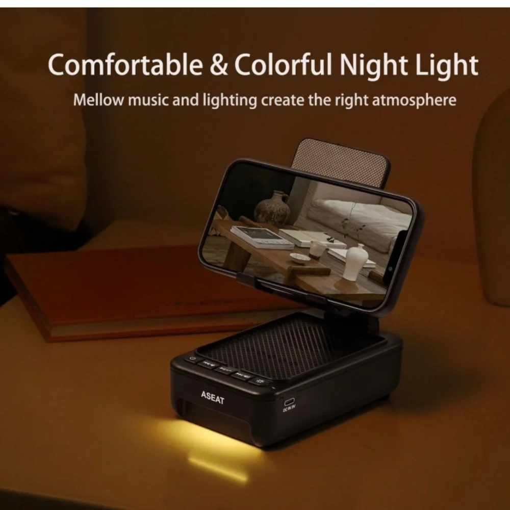 Cell Phone Stand with Bluetooth Speaker&LED Color Changing Light